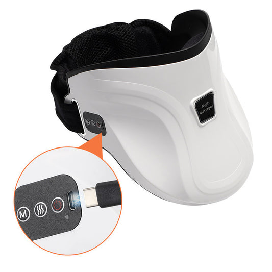 Electric Hot Compress Neck Traction Massager with Air Pressure & Kneading Therapy
