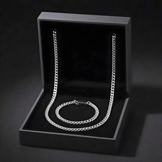 Men’s Fashion Cuban Chain – Stainless Steel Geometric Design