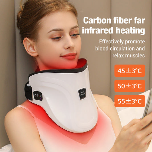 Electric Hot Compress Neck Traction Massager with Air Pressure & Kneading Therapy