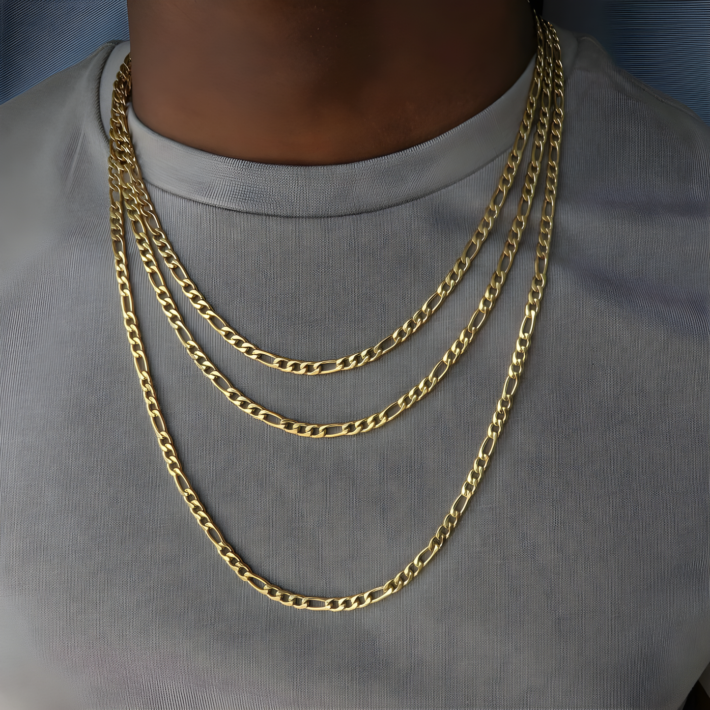Men’s Long Chain Necklace – Minimal Alloy Design (Gold & Silver)